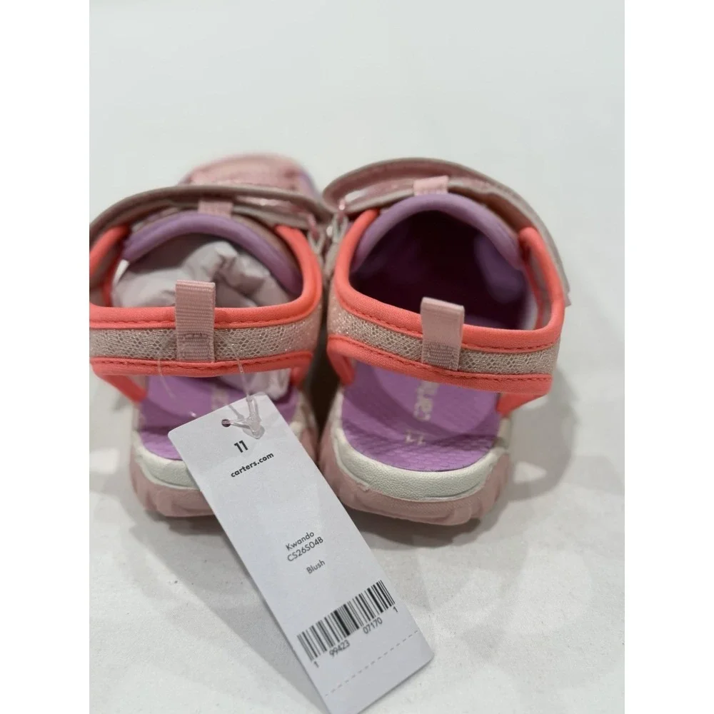CARTERS Toddelr Girls Pink Sandals 11 Slip On Kwando Walking Shoes Summer New